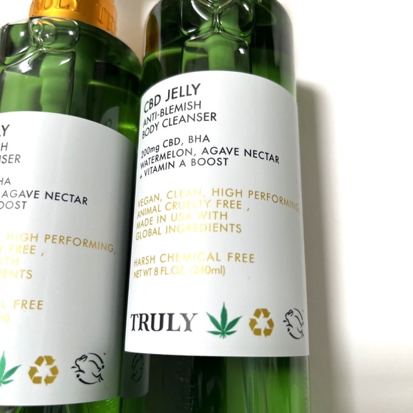 Lot 2pc TRULY C B D Jelly Anti-Blemish Body Cleanser 8oz Watermelon Agave 240ml - Picture 3 of 3
